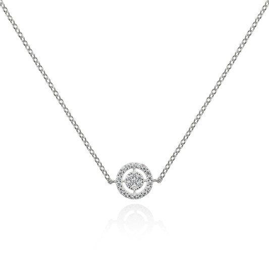 Sterling Silver Target Pendant Necklace with Cubic Zirconia Stones - namana.london