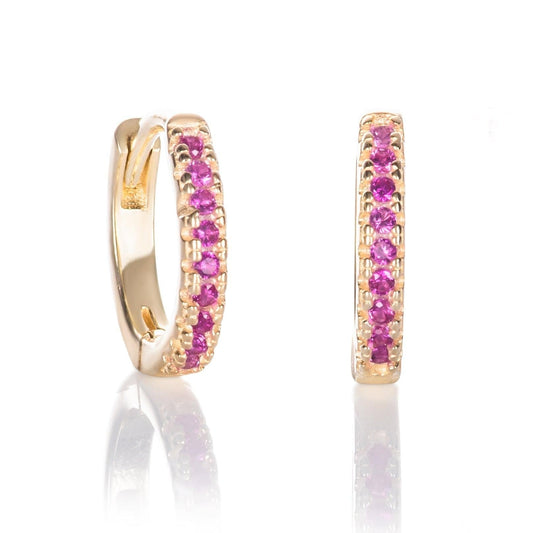 Gold Plated Mini Pink Hoop Earrings for Women - namana.london