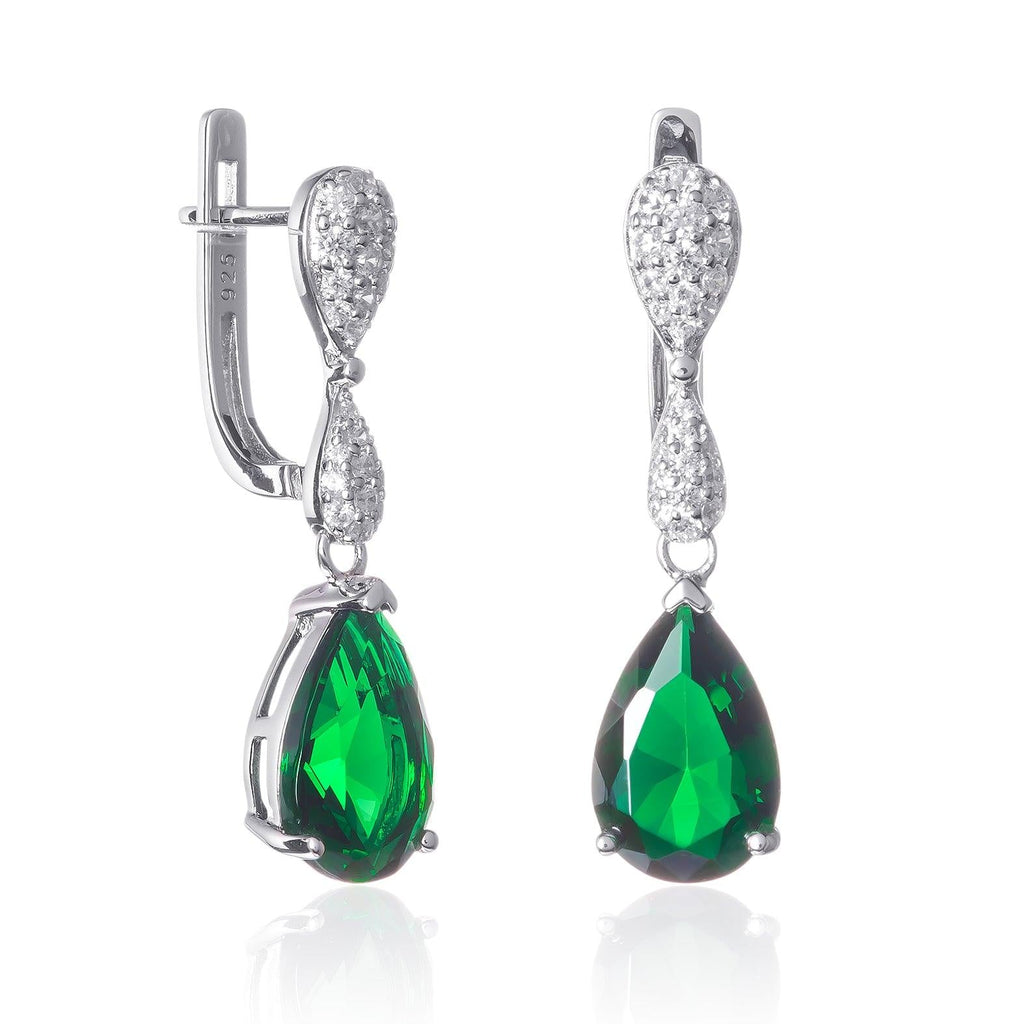 Sterling Silver Green Drop Earrings for Women - namana.london