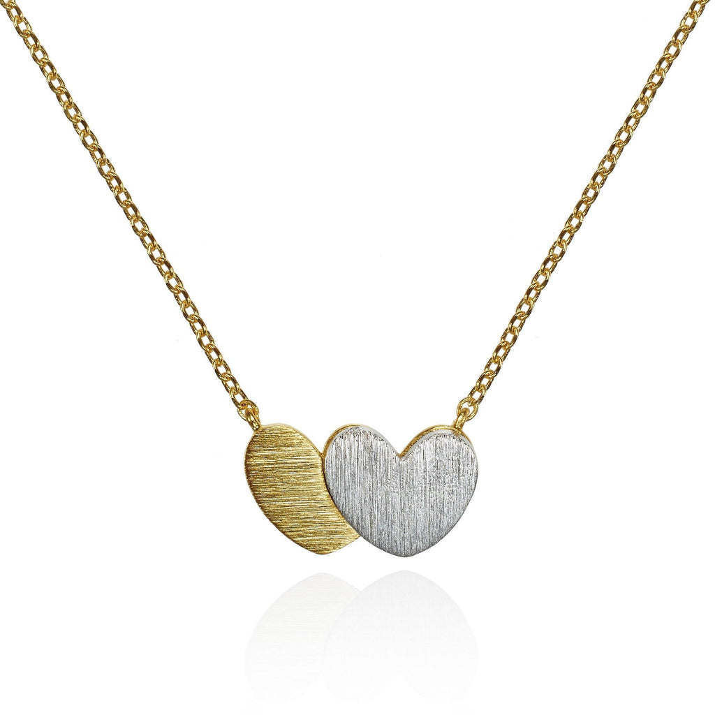 Double Heart Gold Pendant Necklace for Women - namana.london