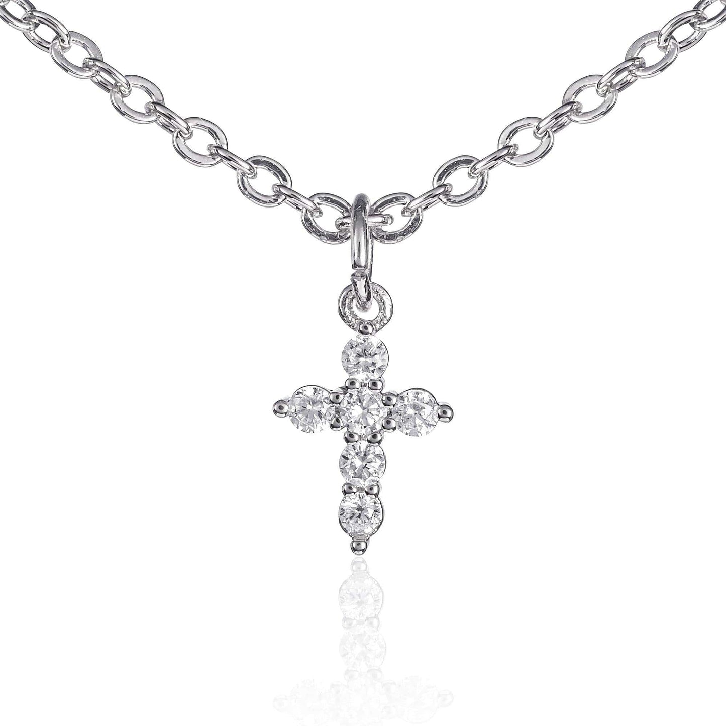 Dainty Cross Pendant Necklace for Women with Cubic Zirconia - namana.london