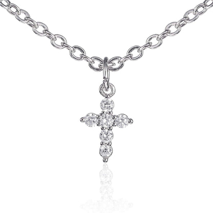 Dainty Cross Pendant Necklace for Women with Cubic Zirconia - namana.london