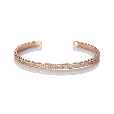 Rose Gold Bangle Bracelet for Women with Cubic Zirconia - namana.london