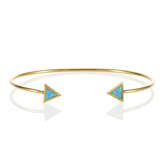Gold Triangle Opal Bangle Bracelet - namana.london