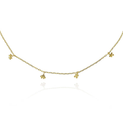 Gold Puzzle Collar Necklace with Jigsaw Charms - namana.london