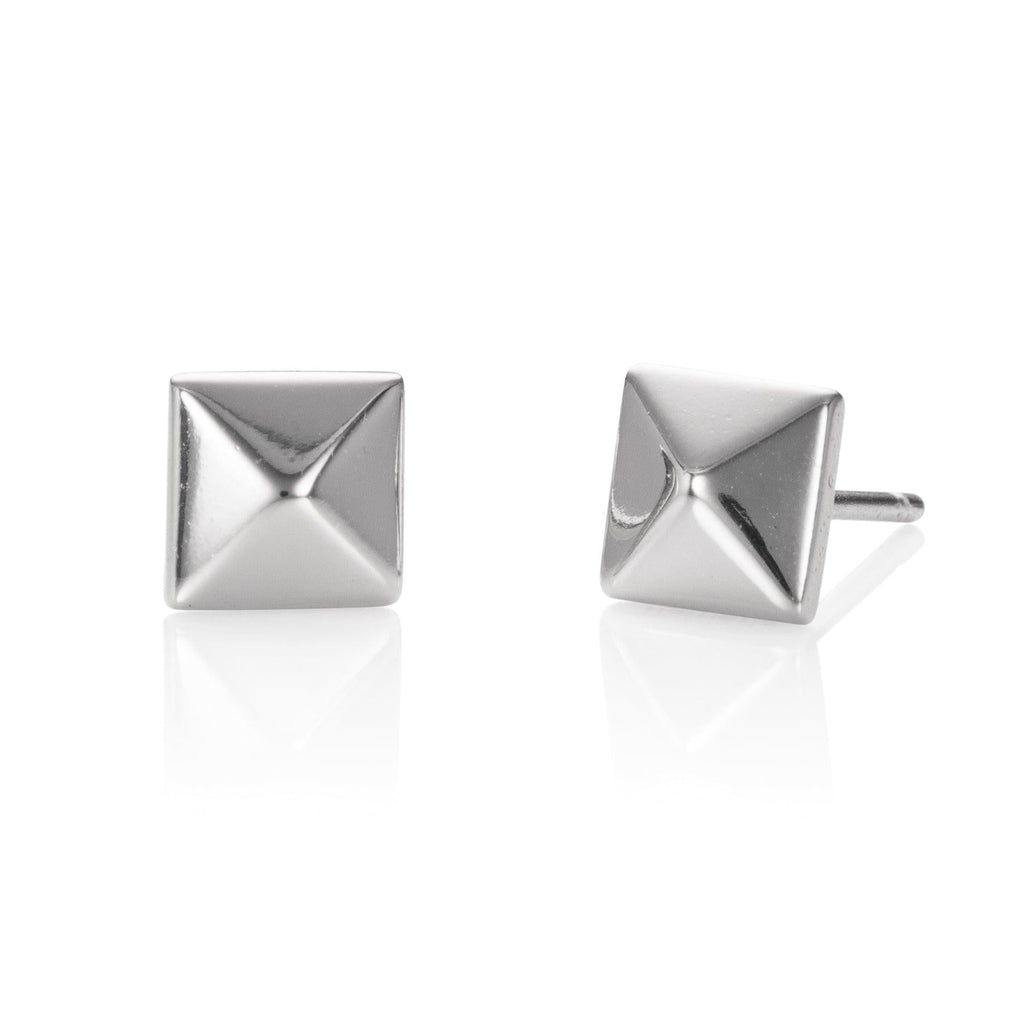 925 Sterling Silver Square Pyramid Stud Earrings for Women