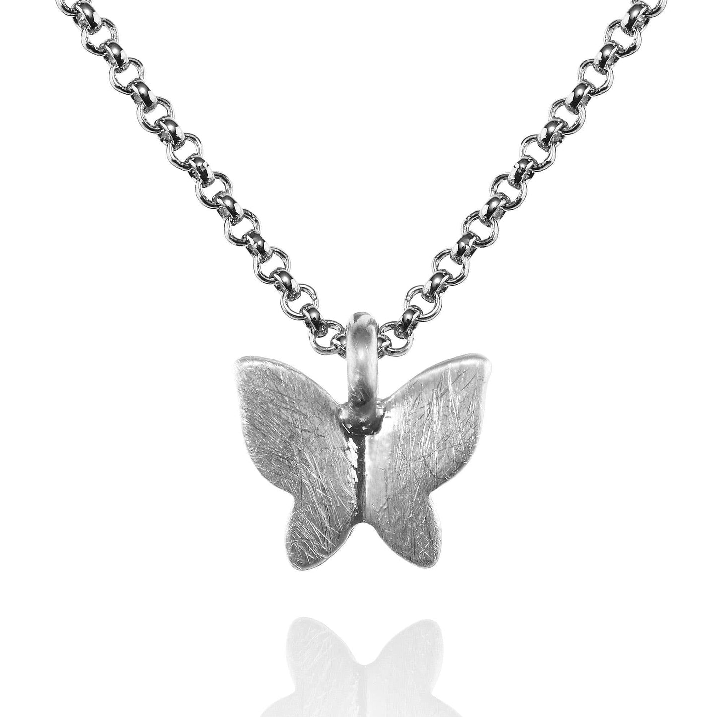 Butterfly Pendant Necklace with Brushed Finish - namana.london