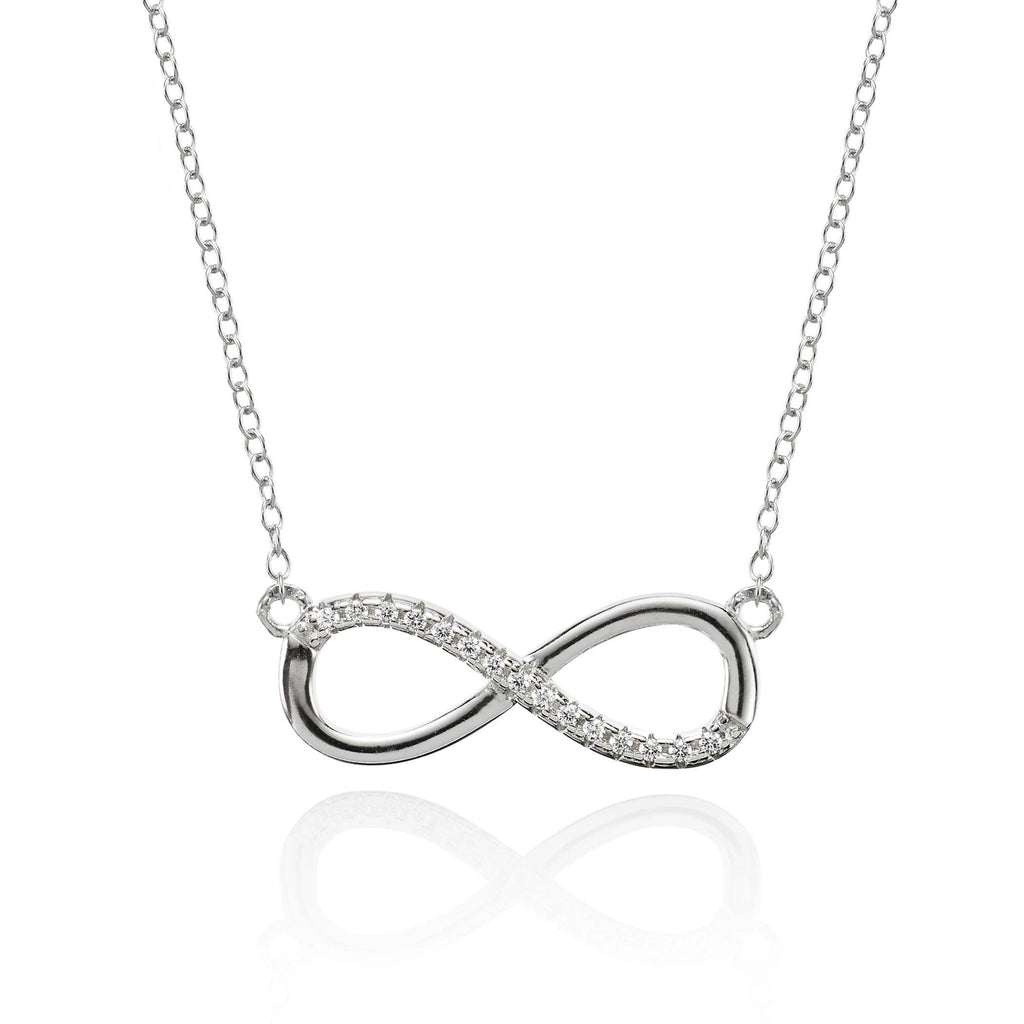 Sterling Silver Infinity Necklace with Cubic Zirconia - namana.london