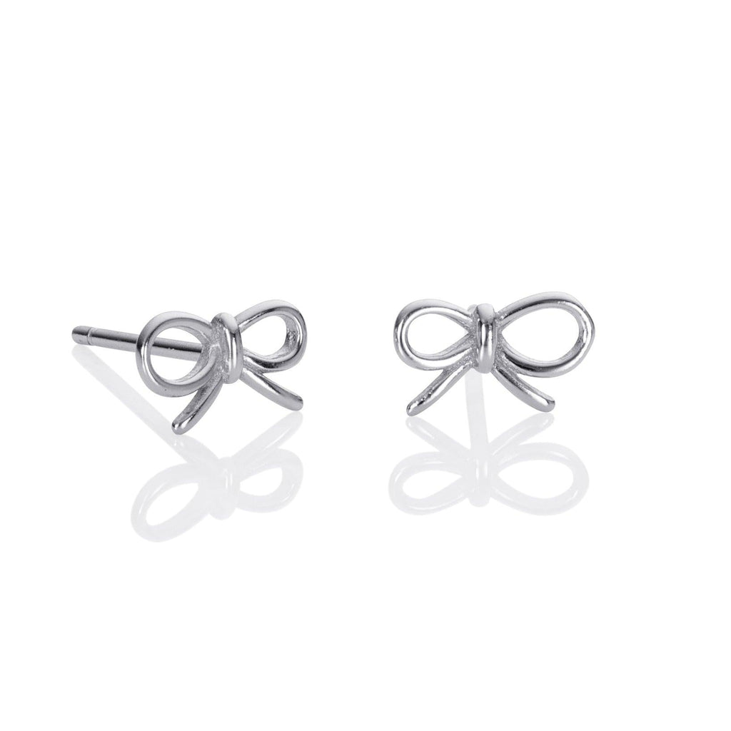 925 Sterling Silver Small Bow Stud Earrings for Women