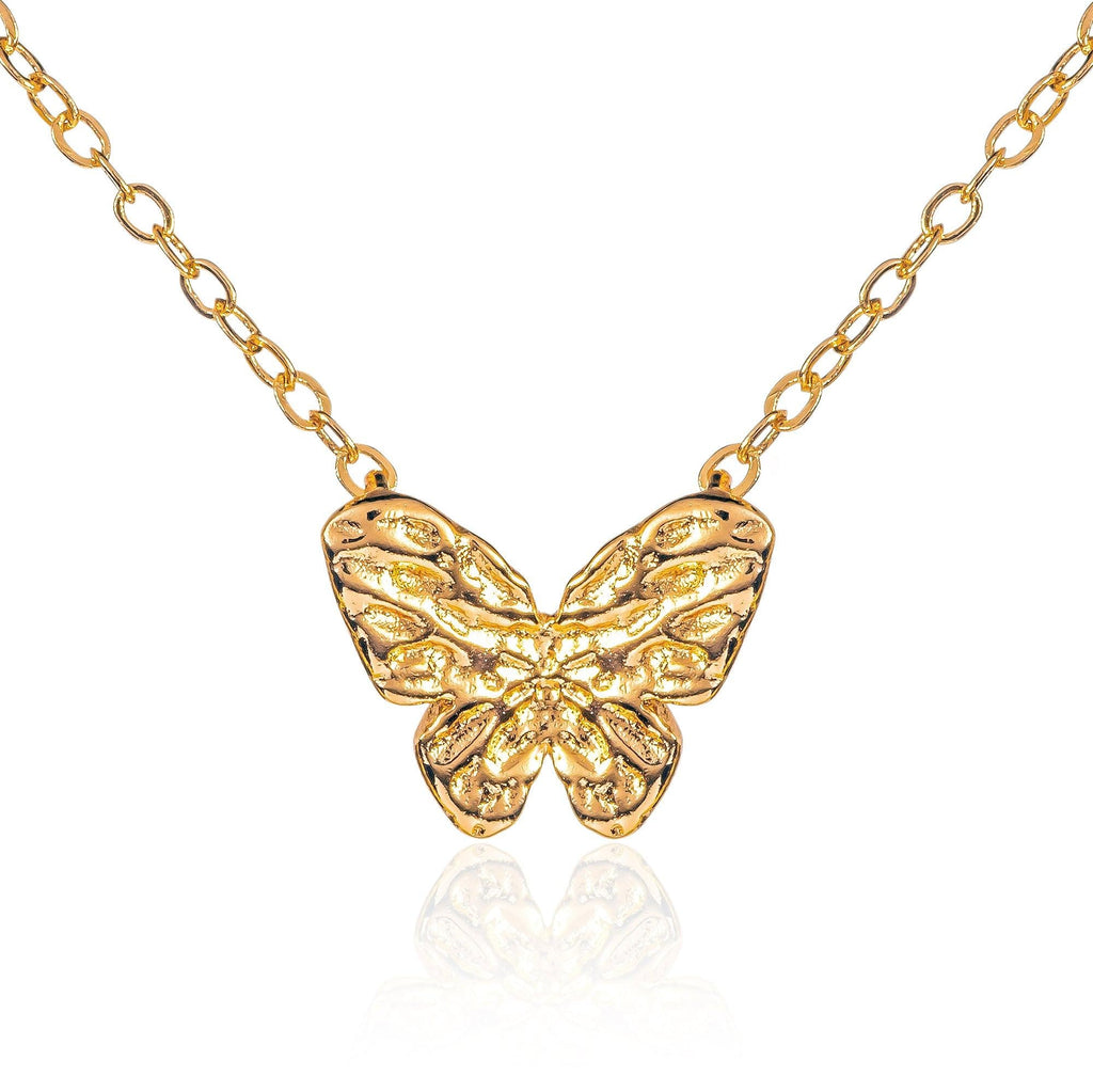 Dainty Gold Plated Butterfly Pendant Necklace for Women - namana.london