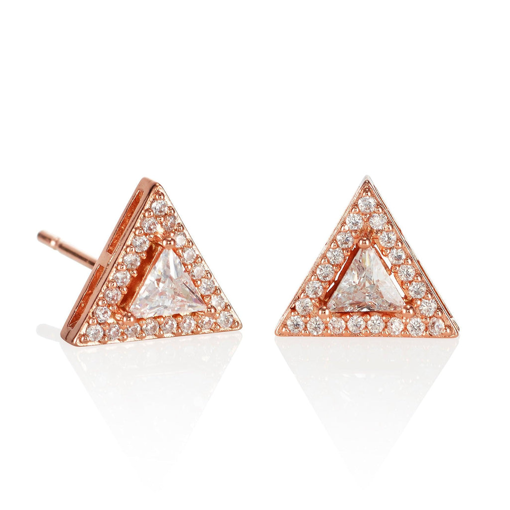 Rose Gold Trillion Stud Earrings for Women - namana.london