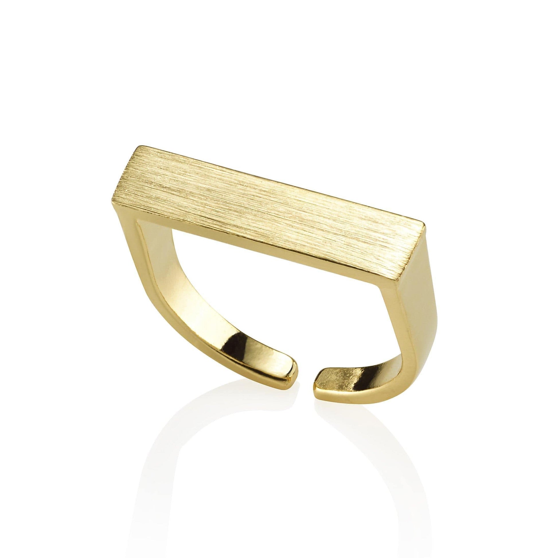 Adjustable Plain Gold Bar Ring for Women - namana.london