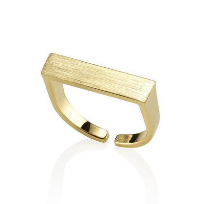 Adjustable Plain Gold Bar Ring for Women - namana.london