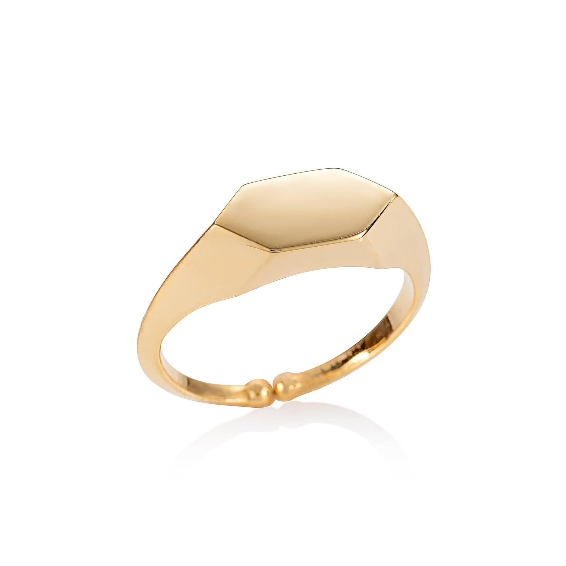 Adjustable Gold Plated Geometric Signet Ring for Women - namana.london