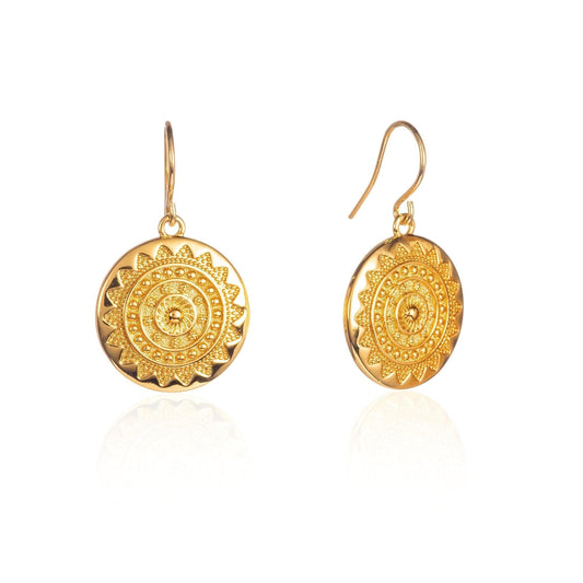 Gold Plated Mandala Dangle Earrings for Women - namana.london