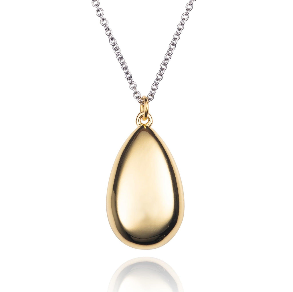 Silver and Gold Two Tone Pear Pendant Necklace for Women