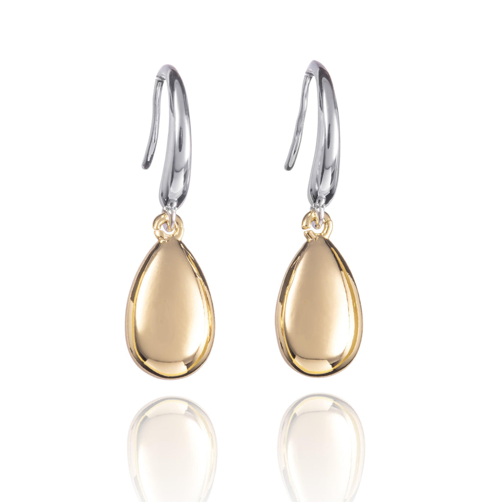 Silver and Gold Two Tone Teardrop Earrings