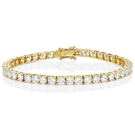 Gold Plated Sterling Silver Tennis Bracelet for Women with 4mm Cubic Zirconia - namana.london