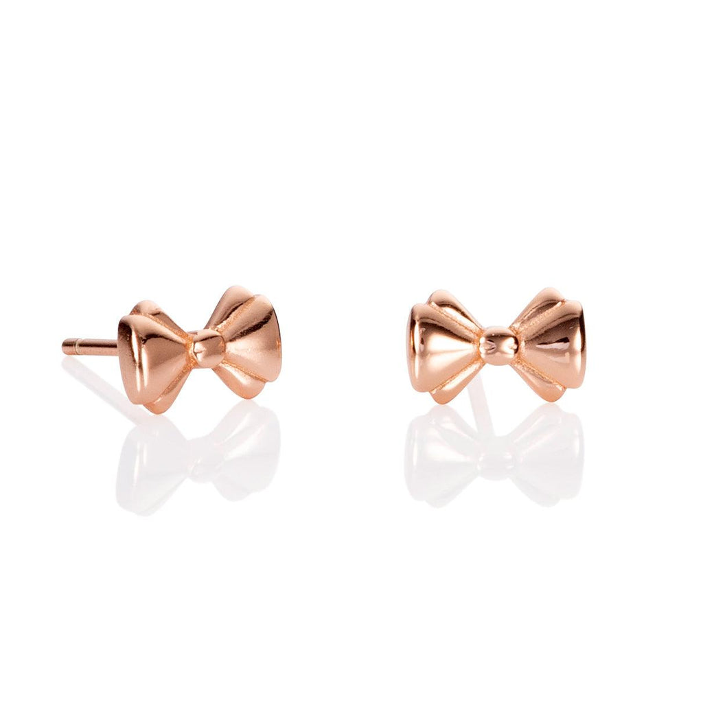 Rose Gold Small Bow Stud Earrings for Women - namana.london