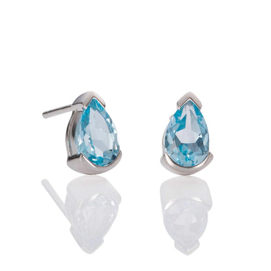 925 Sterling Silver Stud Earrings with Blue Topaz Gemstones - namana.london