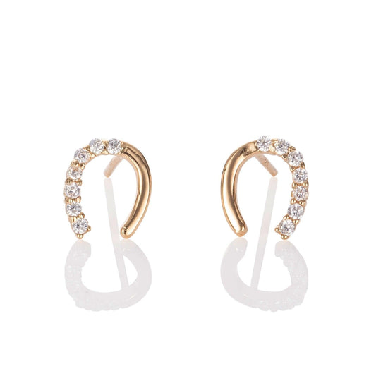 Gold Plated Lucky Horse Shoe Stud Earrings for Women - namana.london