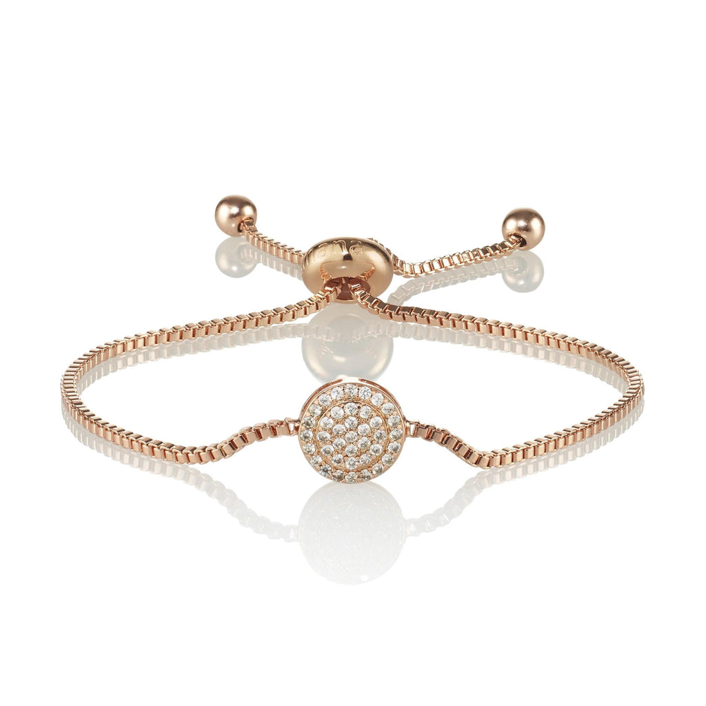 Rose Gold Celestial Disc Bracelet with Cubic Zirconia - namana.london