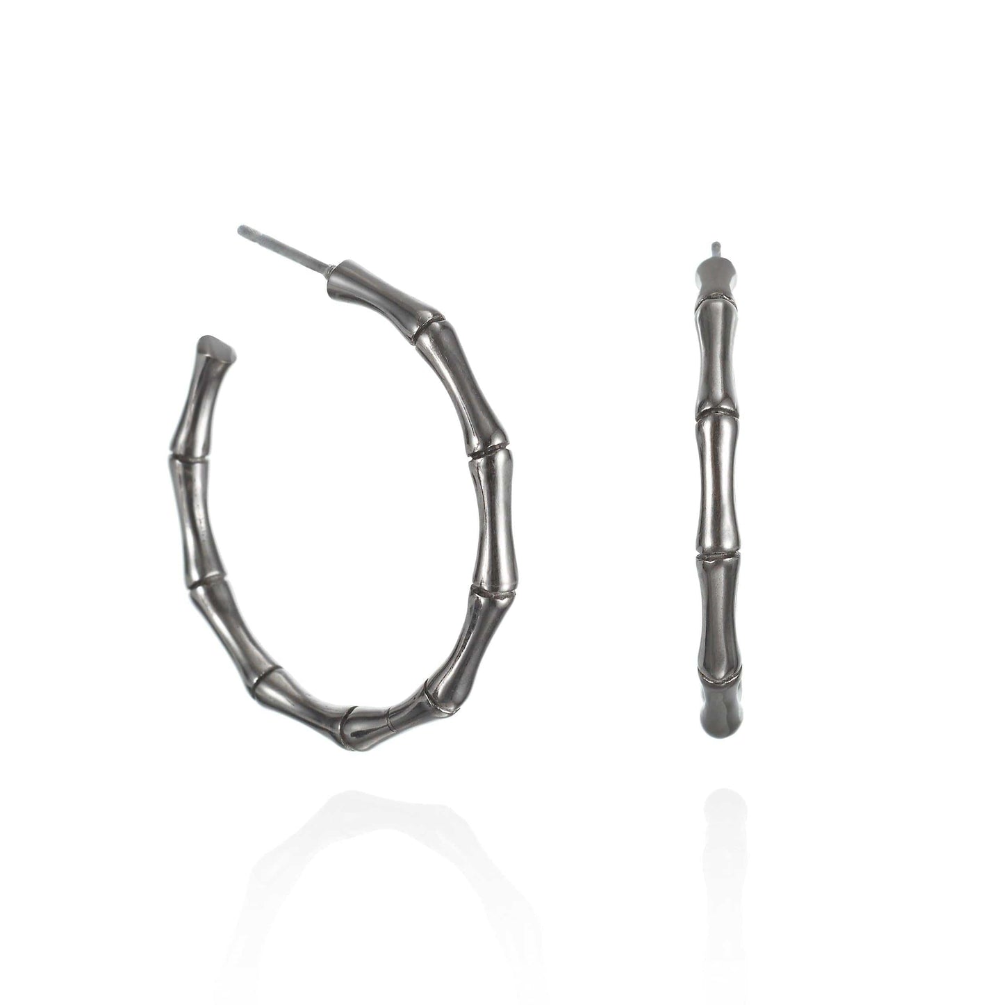 Stainless Steel Bamboo Hoop Earrings - namana.london
