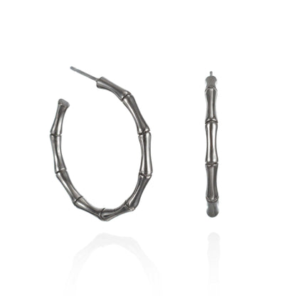 Stainless Steel Bamboo Hoop Earrings - namana.london