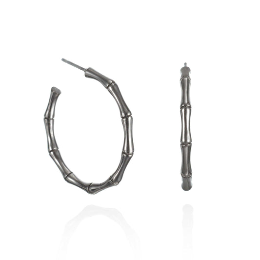 Stainless Steel Bamboo Hoop Earrings - namana.london