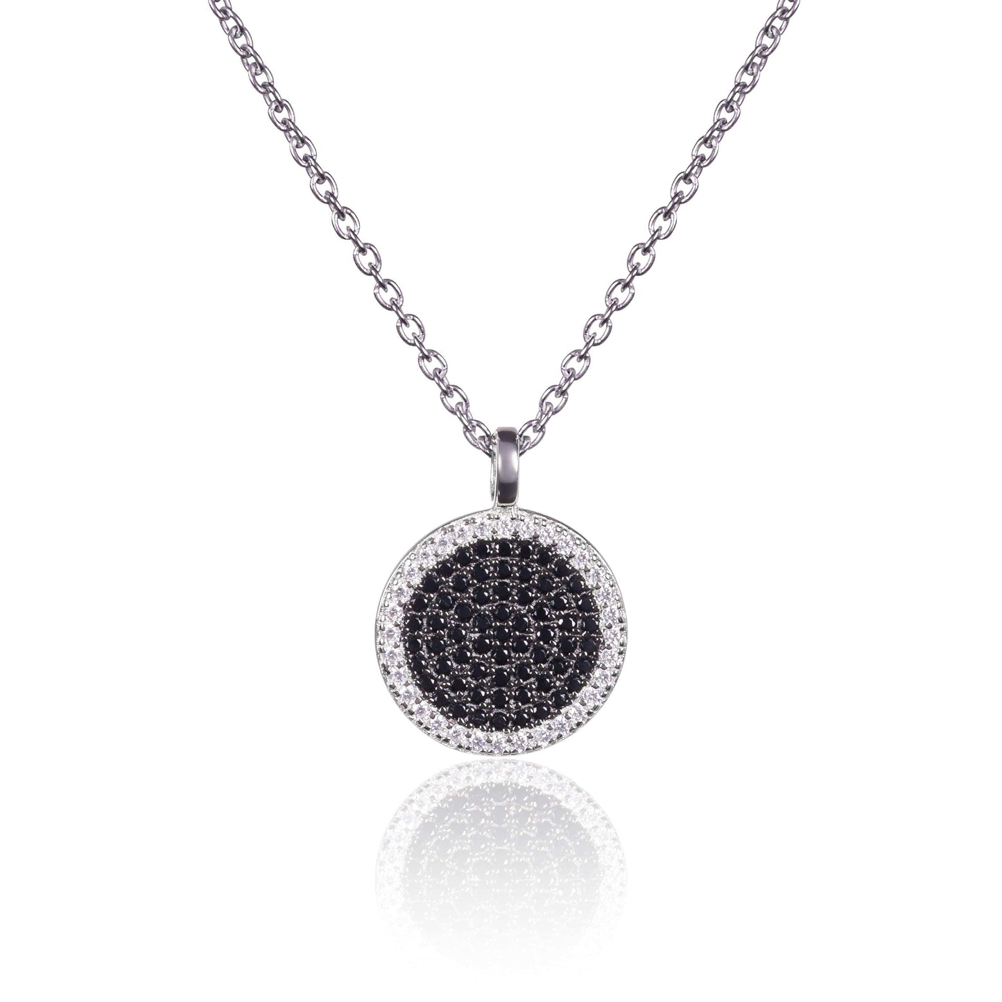 925 Silver Black and White Disc Pendant Necklace for Women - namana.london