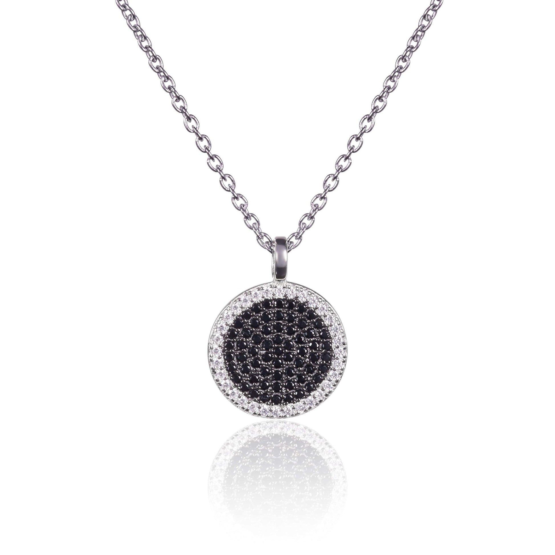 925 Silver Black and White Disc Pendant Necklace for Women - namana.london