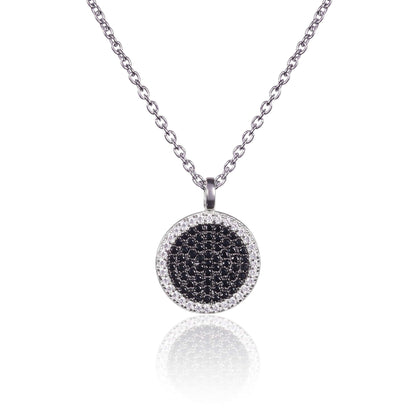 925 Silver Black and White Disc Pendant Necklace for Women - namana.london