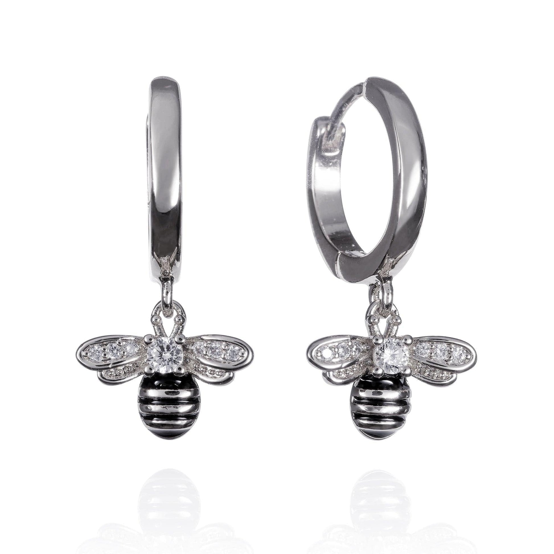 925 Sterling Silver Bumble Bee Hoop Earrings for Women - namana.london