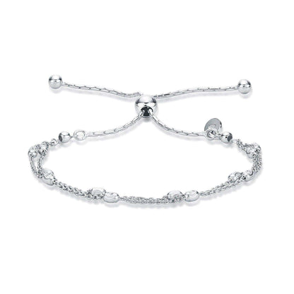 925 Sterling Silver Chain Bracelet with Diamond Cut Beads For Women - namana.london