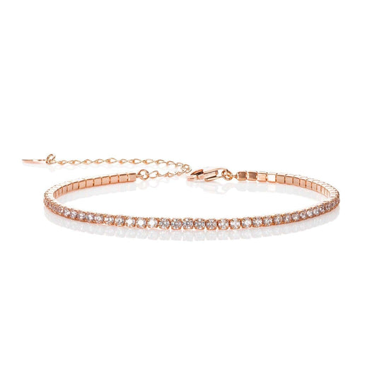 Rose Gold Plated Skinny Tennis Bracelet for Women - namana.london