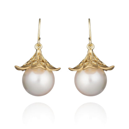 Large Gold Plated Pearl Earrings for Women - namana.london