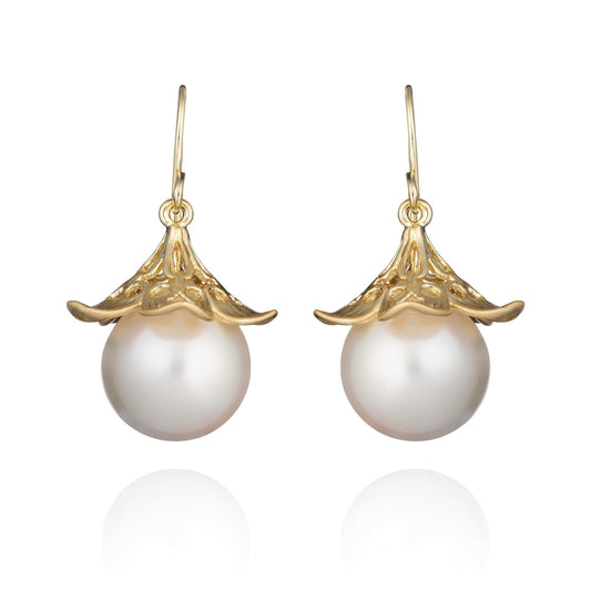 Large Gold Plated Pearl Earrings for Women - namana.london