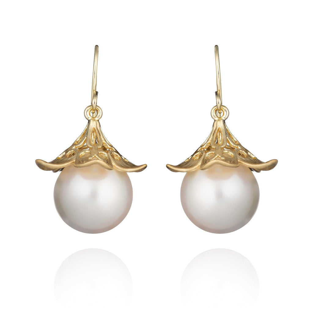Large Gold Plated Pearl Earrings for Women