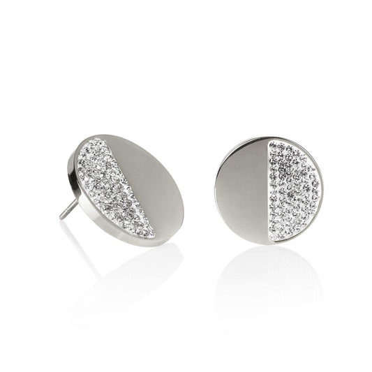 Disc Stud Earrings with Swarovski Crystals - namana.london
