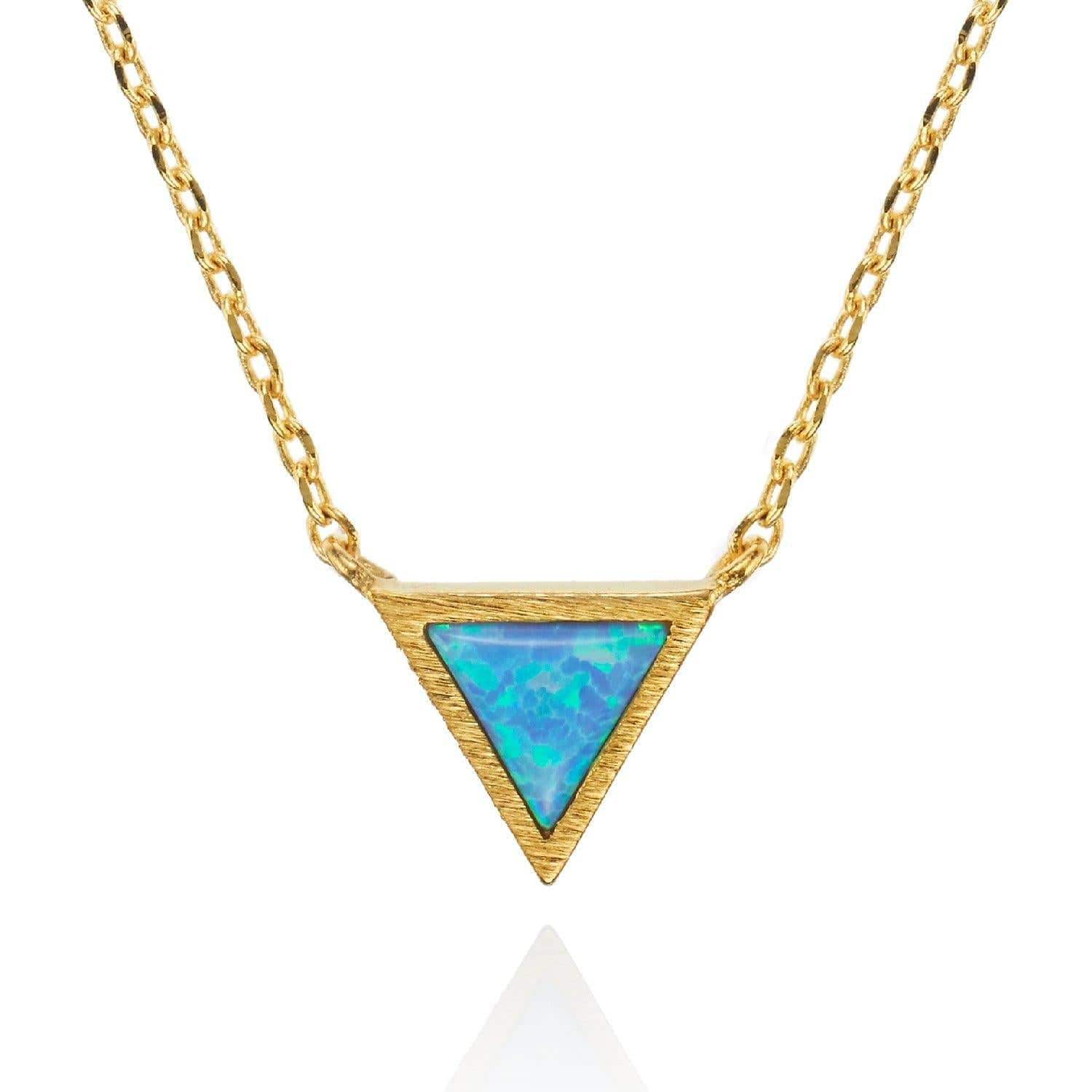 Gold Triangle Opal Pendant Necklace - namana.london