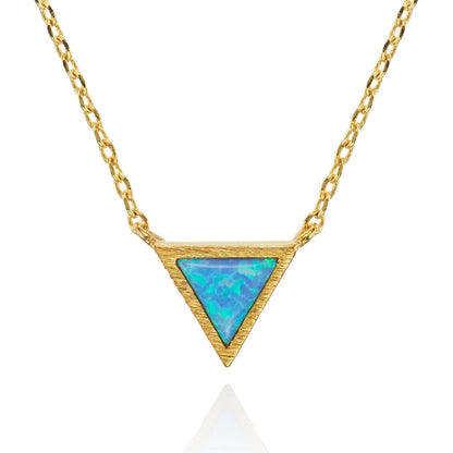 Gold Triangle Opal Pendant Necklace - namana.london