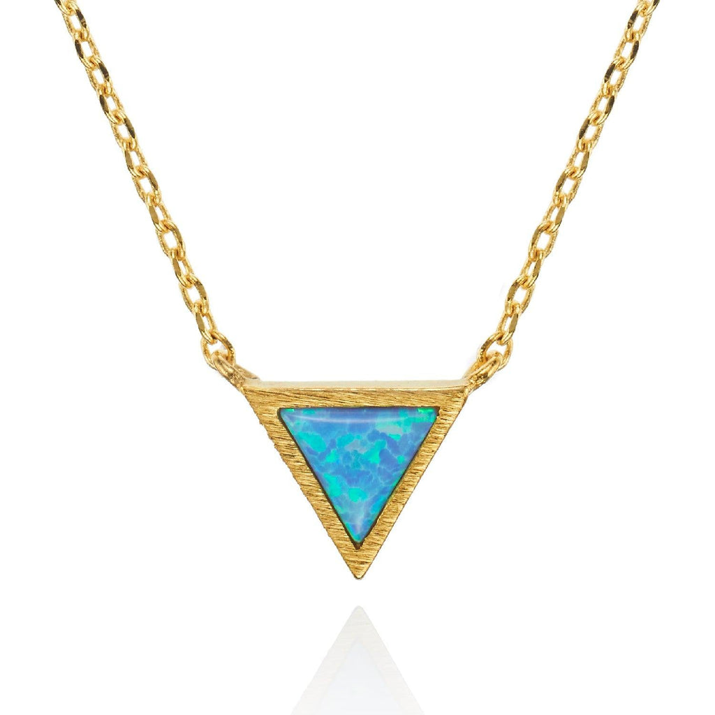 Gold Triangle Opal Pendant Necklace - namana.london