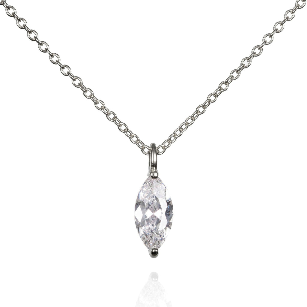 925 Sterling Silver Pendant Necklace with a Marquise Cut Stone
