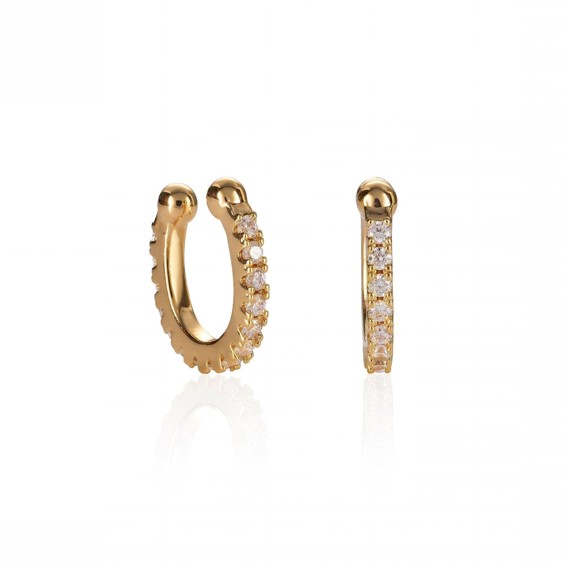 Pair of Gold Ear Cuffs with Cubic Zirconia Stones - namana.london
