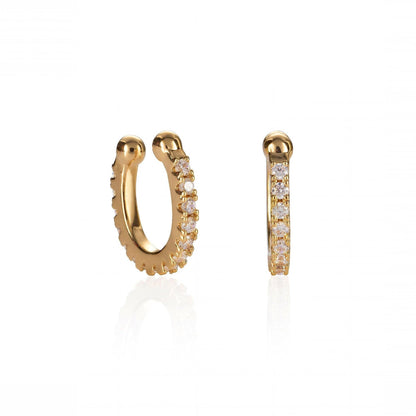 Pair of Gold Ear Cuffs with Cubic Zirconia Stones - namana.london