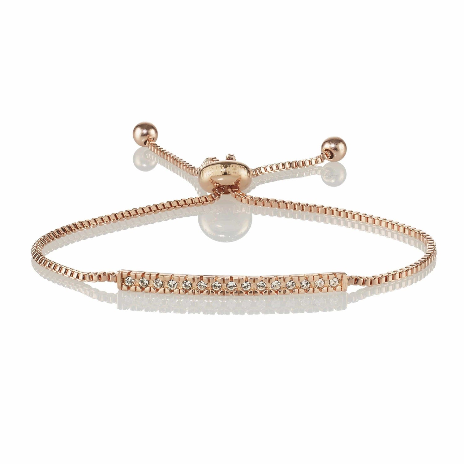 Rose Gold Swarovski Crystal Bar Bracelet - namana.london