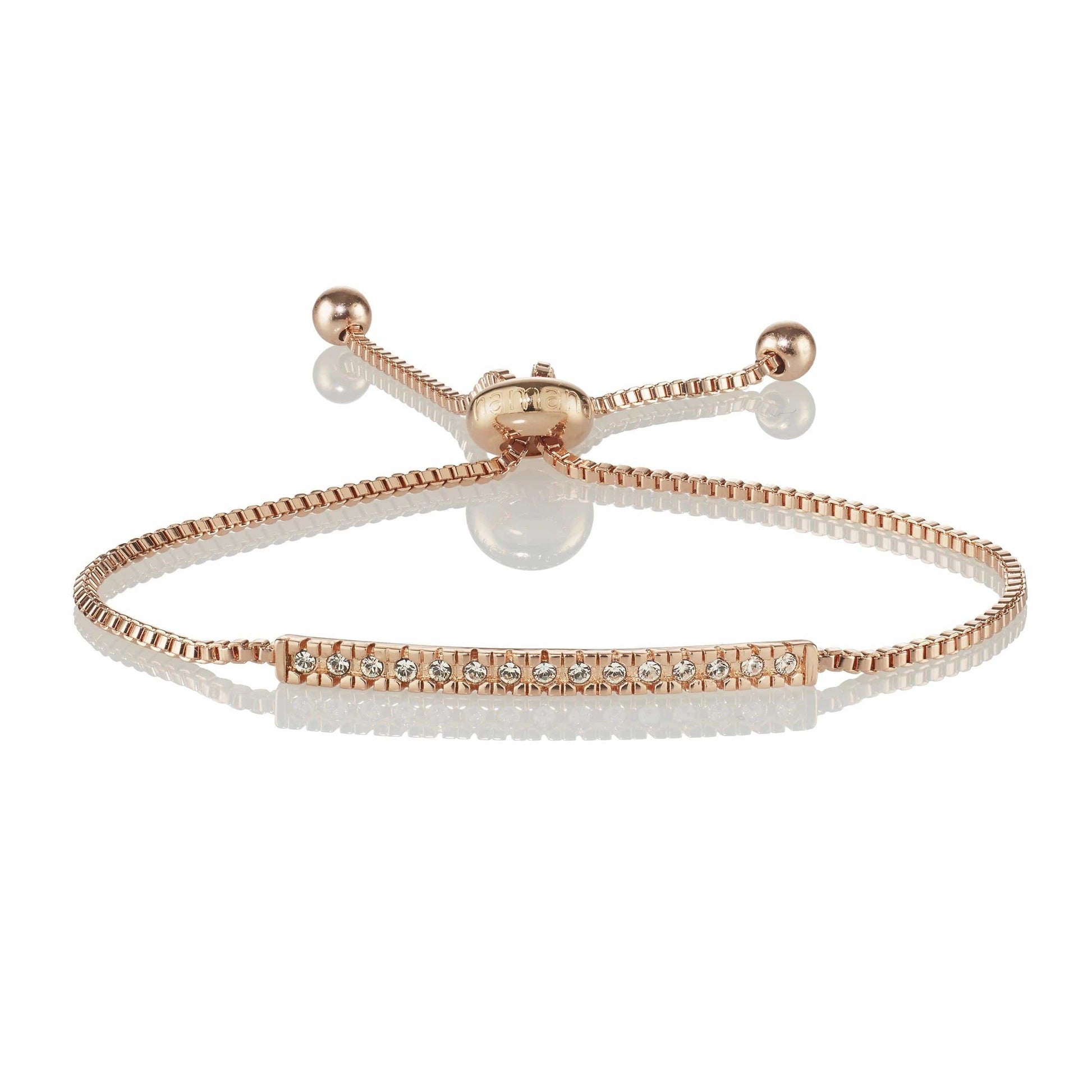 Rose Gold Swarovski Crystal Bar Bracelet - namana.london