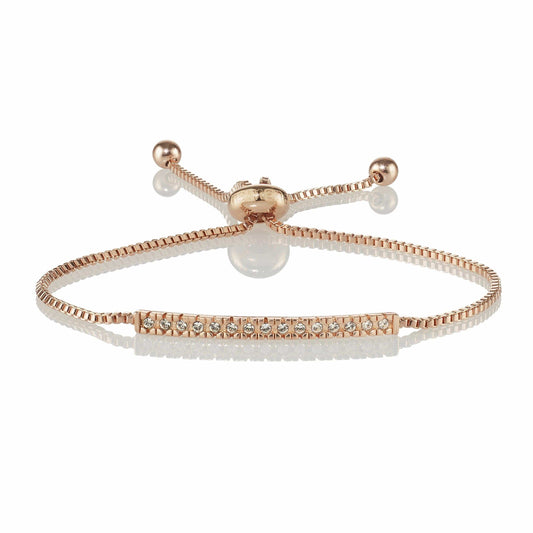 Rose Gold Swarovski Crystal Bar Bracelet - namana.london