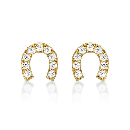 Gold Plated Horse Shoe Stud Earrings for Women - namana.london