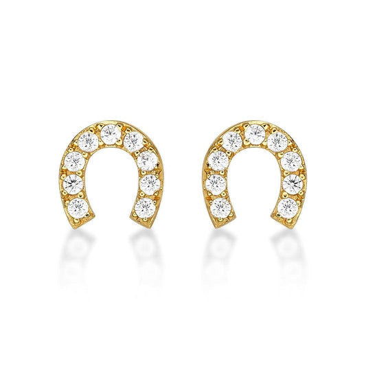 Gold Plated Horse Shoe Stud Earrings for Women - namana.london